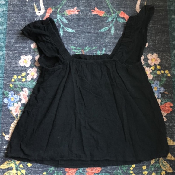 PinkBlush Maternity Black Square Neck Gauze Flutter Sleeve Top, Size Large - Picture 4 of 7